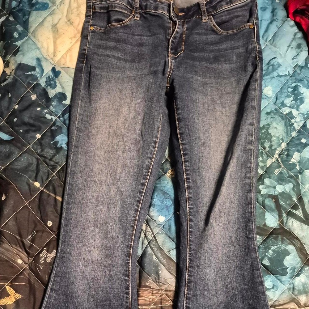 Articles of Society Womens Low Rise Flare Jeans Navy Blue Size 27